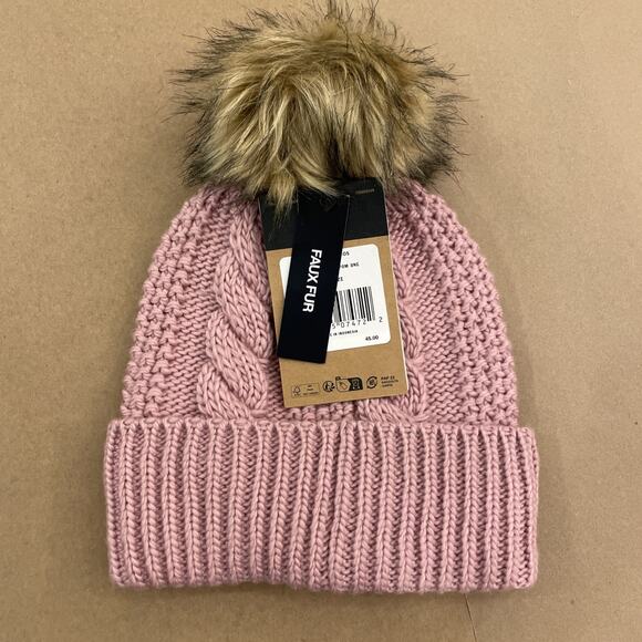 NWT THE NORTH FACE Women's Oh Mega Fur Pom Beanie Maybe Pink One Size - Picture 2 of 4